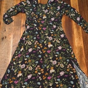 LOFT Multicolor Floral Long Sleeve Dress